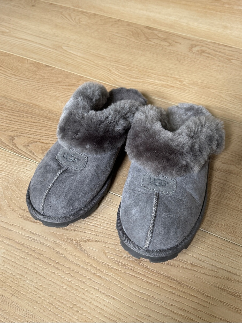 UGG Women's Charcoal Gray Suede Coquette Slippers Size 8